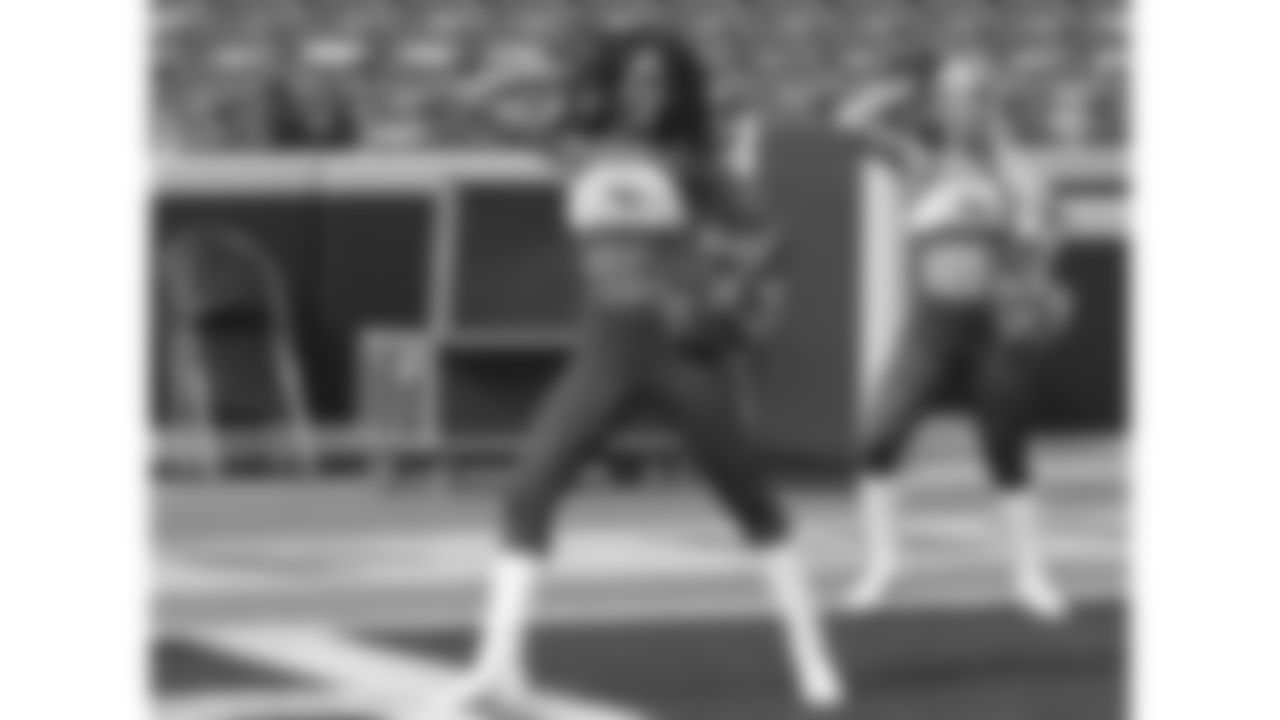 Kansas City Chiefs Cheerleaders practice before an NFL football game against the Buffalo Bills.