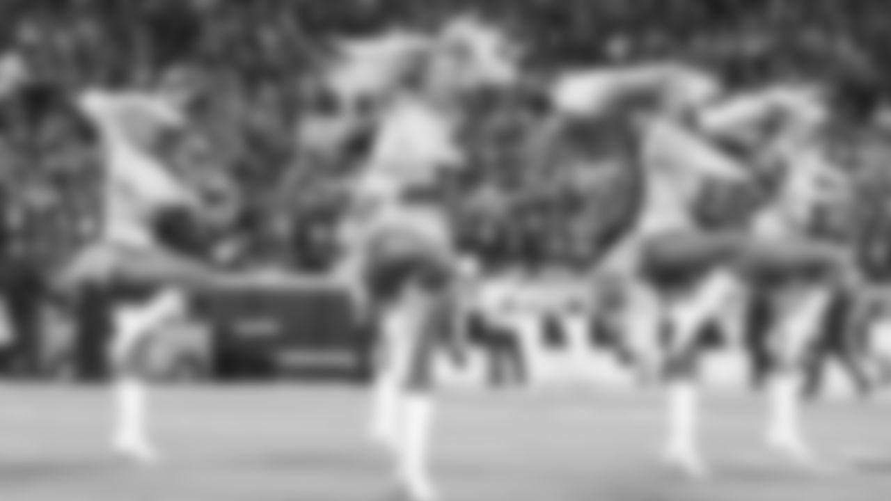 Kansas City Chiefs Cheerleaders perform during an NFL football game against the Buffalo Bills.