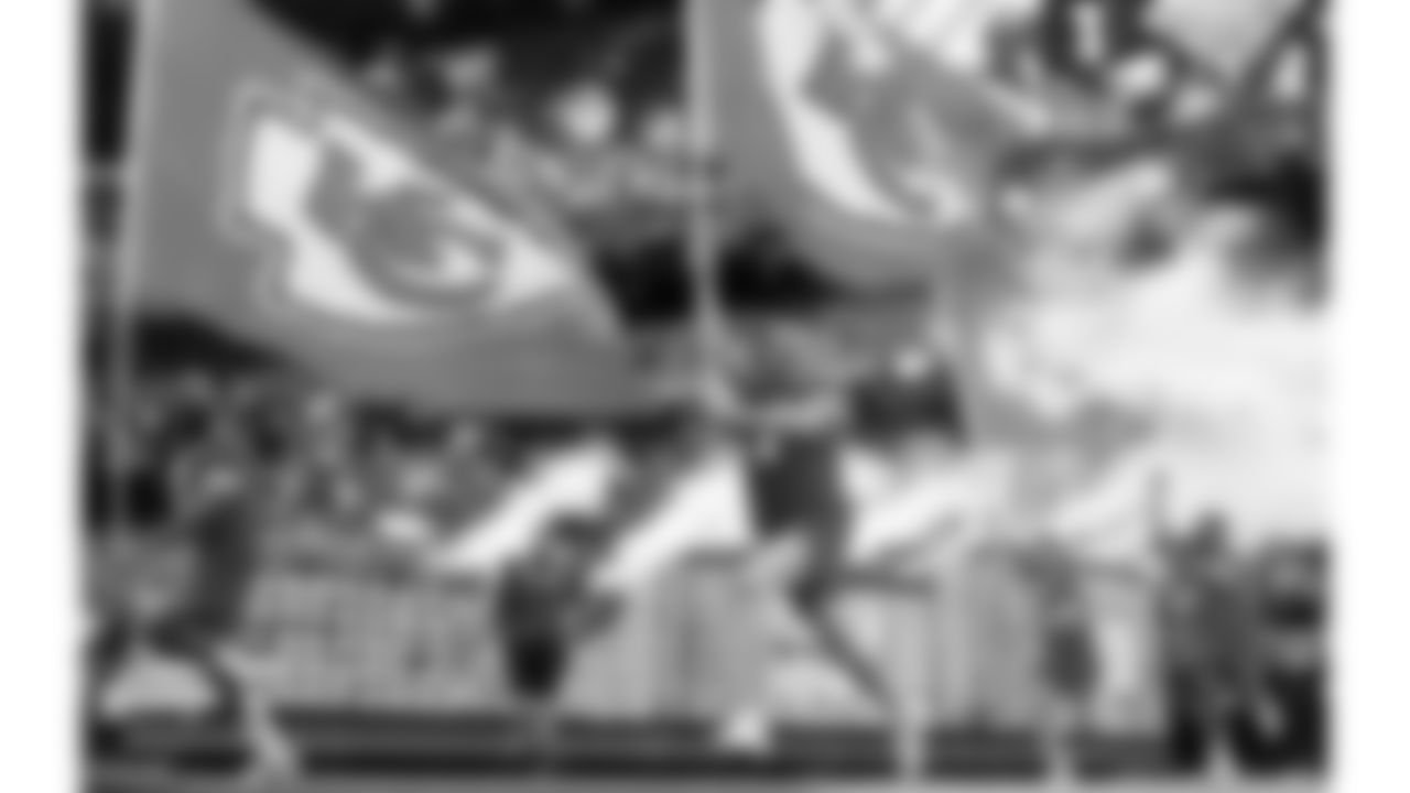 The Kansas City Chiefs flag runners during the NFL Super Bowl 58 football game between the Kansas City Chiefs and the San Francisco 49ers on Sunday, Feb. 11, 2024, in Las Vegas, NV.