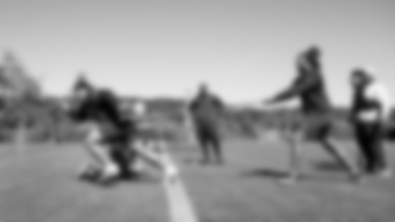 Seahawks defensive tackle Byron Murphy II (91) and defensive end Mike Morris (94) participated in a workout on May 5, 2025 at the Virginia Mason Athletic Center.